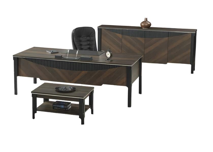 Arbeitszimmer Set Schreibtisch Sideboard Couchtisch Büromöbel Braun
