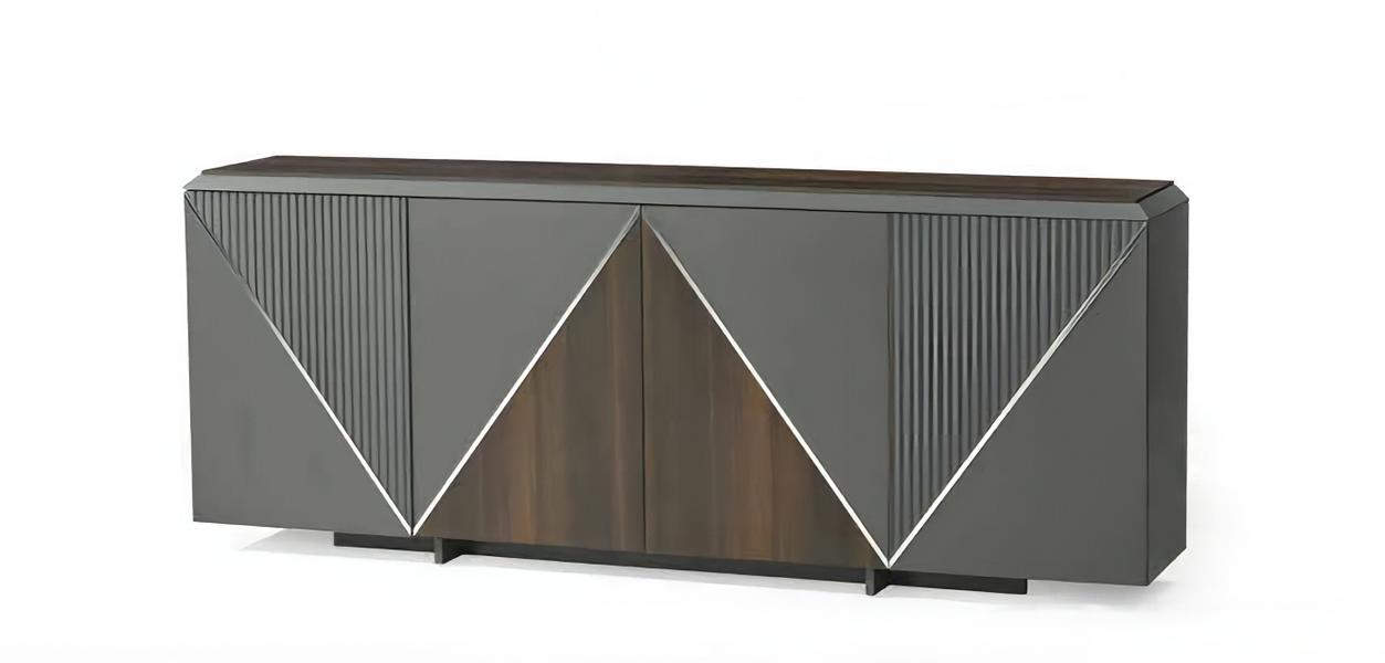 Sideboard Schrank Beistellschrank Dreieckig Muster Grau Arbeitszimmer