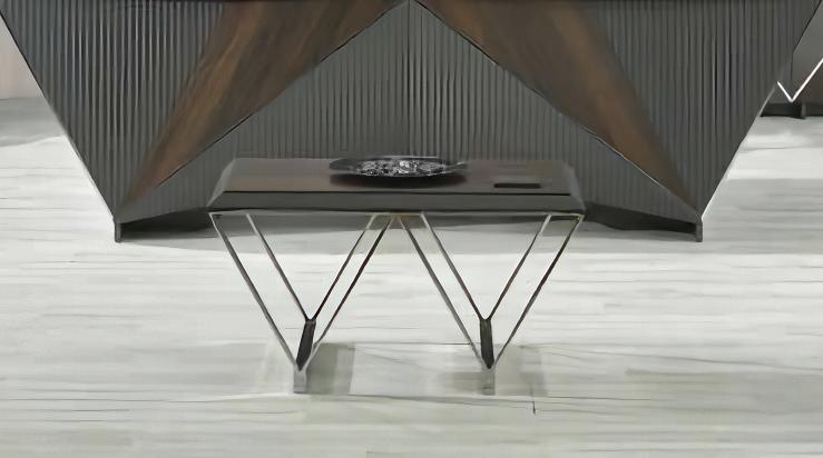 Designer Grau Couchtisch Metall Beine Beistelltisch Arbeitszimmer Büro