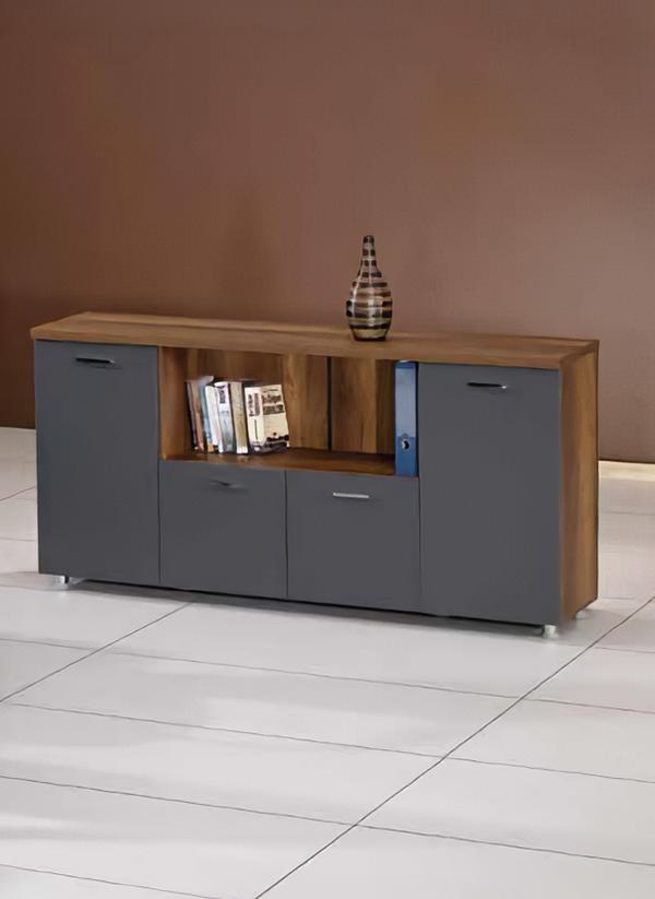 Sideboard Kommode Anrichte Büroschrank Beistellschrank Holz Grau-Braun