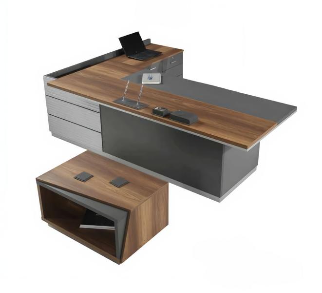 Schreibtisch mit Couchtisch Holztische Arbeitszimmer Grau Braun Büromöbel