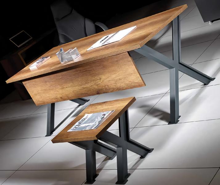 Schreibtisch mit Couchtisch X-Tischbeine Holztische Arbeitszimmer Set
