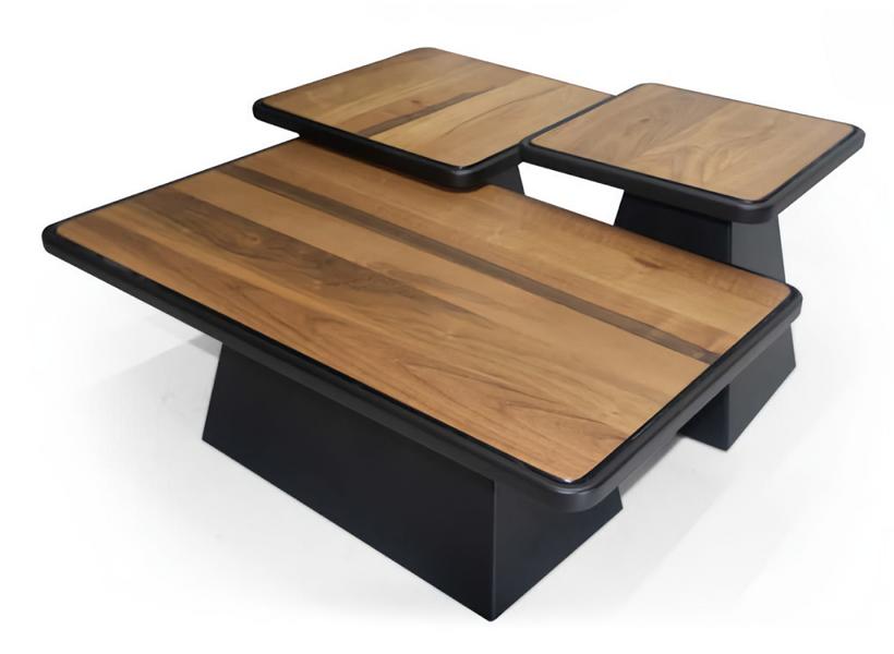 Modernes Couchtisch-Set Wohnzimmer Luxus Möbel 3x Holz Beistelltische Tisch