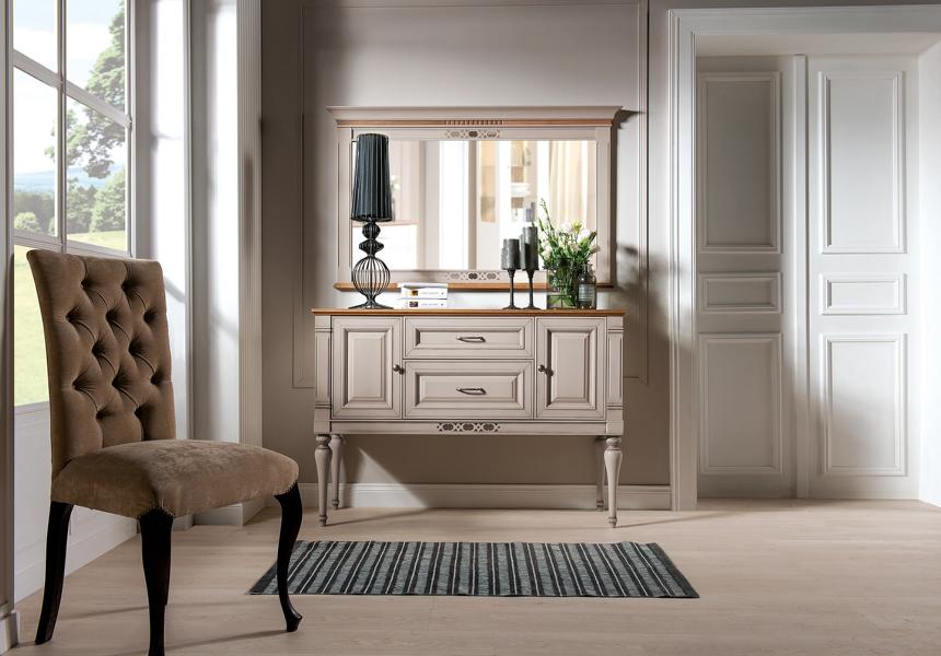 Komplett Möbel Luxuriöses Anrichte mit Spiegel Stilvoller Holzmöbel