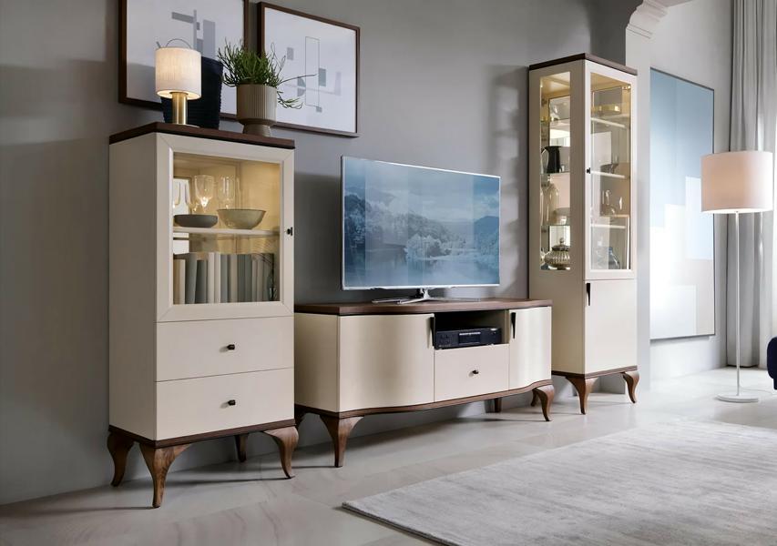 Luxuriöses Wohnzimmermöbel Set 2x Vitrinen + TV-Lowboard Stilvoller Komplett