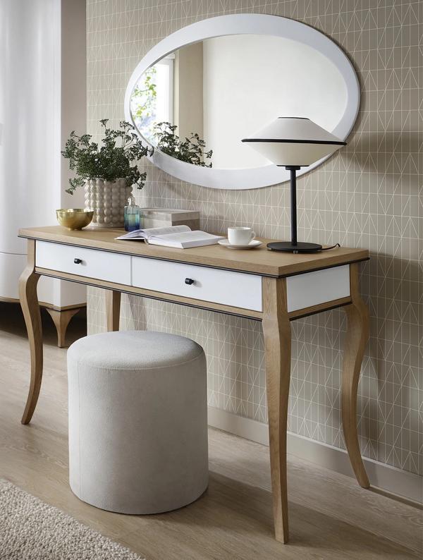 Schlafzimmer Set 2tlg Schminktisch mit Spiegel Luxuriöses Holzmöbel Frisiertisch
