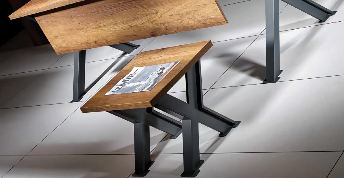 Couchtisch Quadratisch Holztisch X-Tischbeine MetallBeine Arbeitszimmer