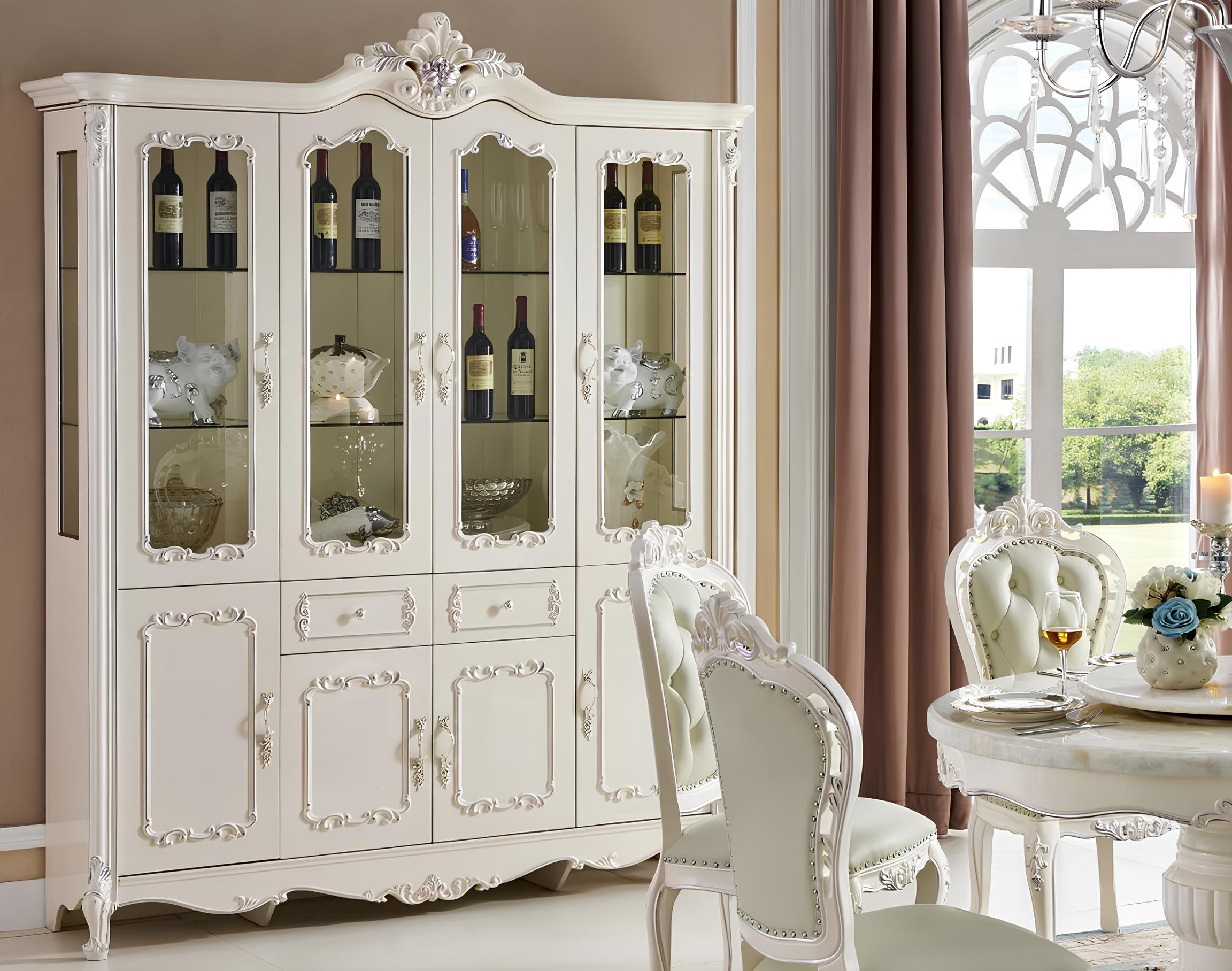 Vitrinen Glas Schrank Haus Barock Schränke Wand Regal Echtholz Vitrine Möbel