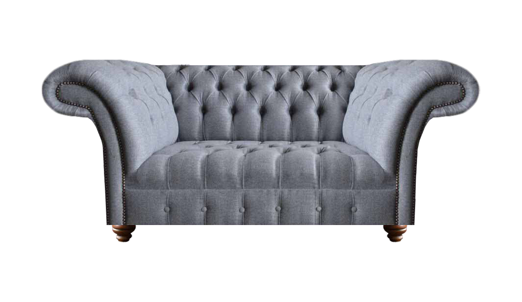 Chesterfield Grau Polstermöbel Textil Zweisitzer Sofa Couch Wohnzimmer
