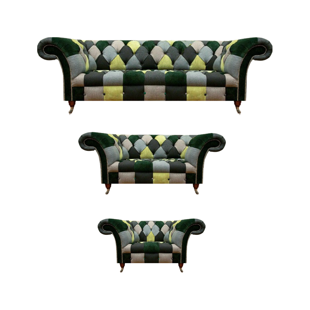 Mehrfarbig Sofa Set 3tlg Designer Möbel Sofas Couchen Modern Sessel Chesterfield