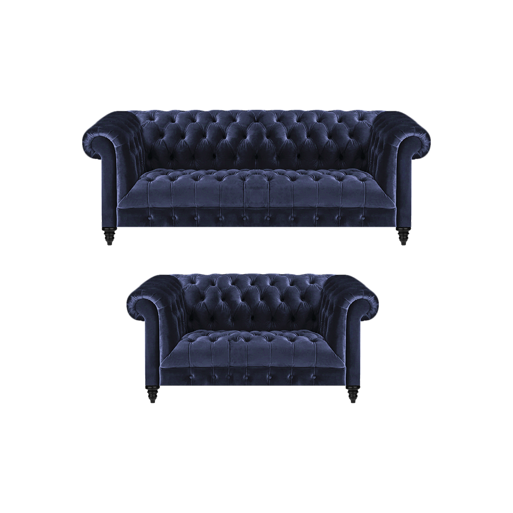 Wohnzimmer Chesterfield Einrichtung 2x Sofas Sofa Dreisitze mit Zweisitzer Couch
