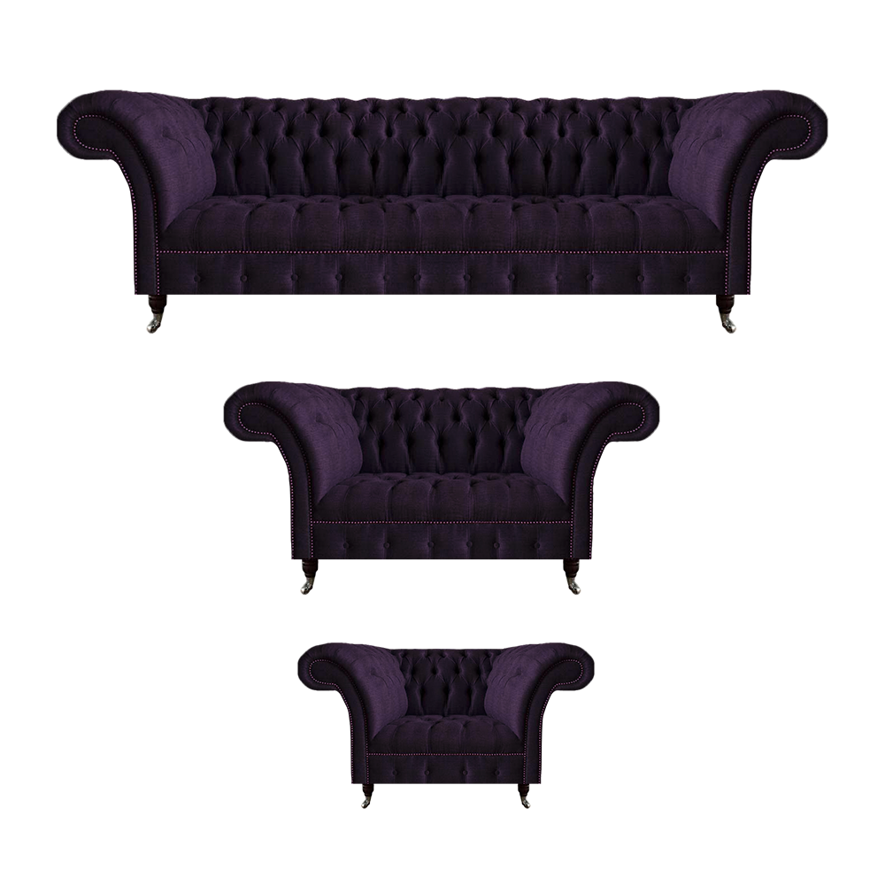 Wohnzimmer Polstermöbel Luxus Set 3tlg Sofas Garnitur Designer Chesterfield