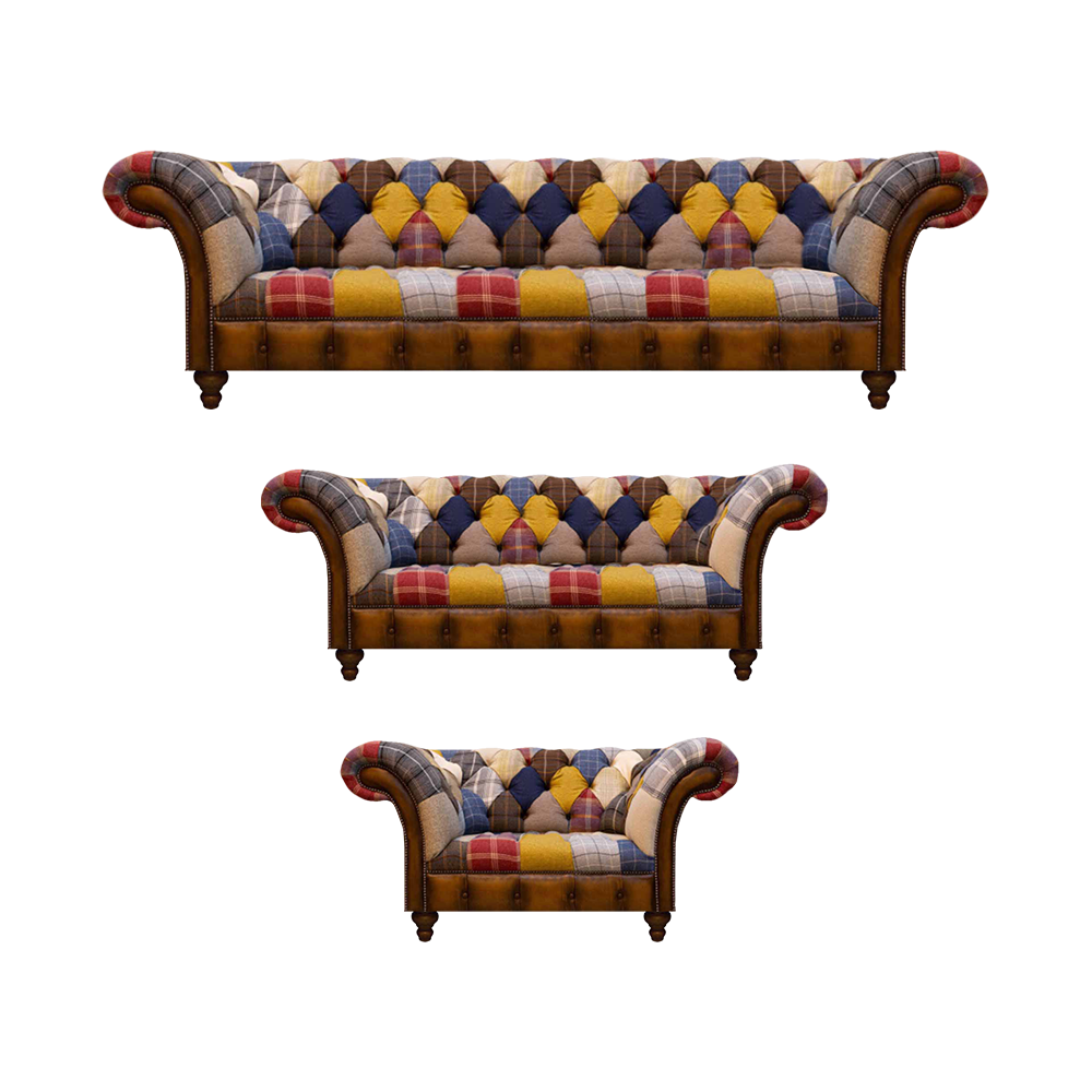 Wohnzimmer 3tlg Sofas Set Sofagarnitur Sessel Polstermöbel Neu Chesterfield