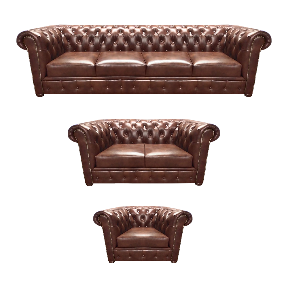 Leder Polstermöbel Wohnzimmer Set Einrichtung Braun Designer Möbel Chesterfield