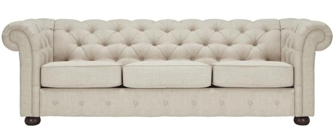 Beige Chesterfield Wohnzimmer Modern Design Couchen Sofa Samt Möbel Stoff Neu