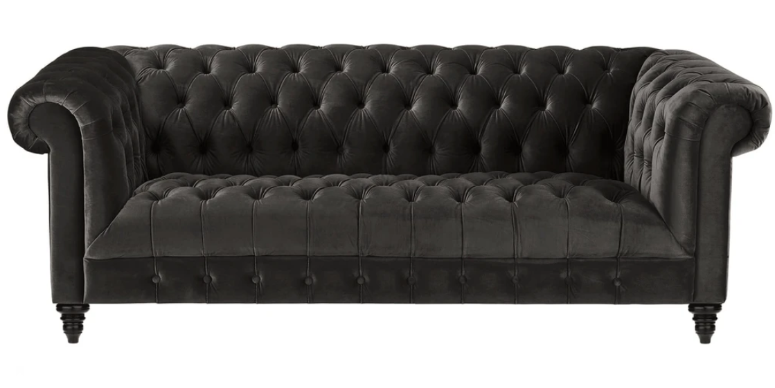 Chesterfield Holzkohle Wohnzimmer Modern Design Couchen Samt Braun Möbel Stoff