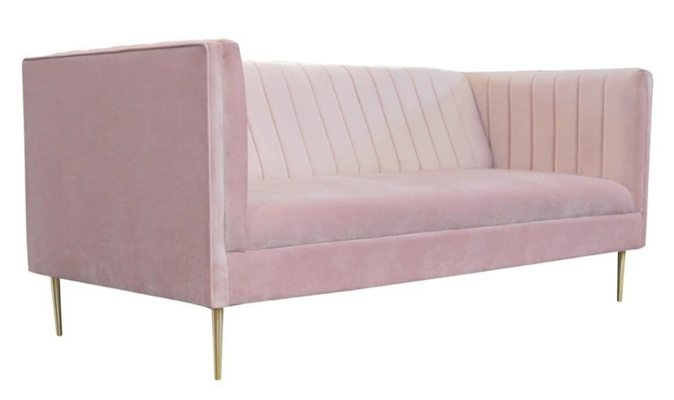 Dreisitzer Sofa Sofas Rosa Stoff Wohnzimmer Design Couchen Polster Neu Textil