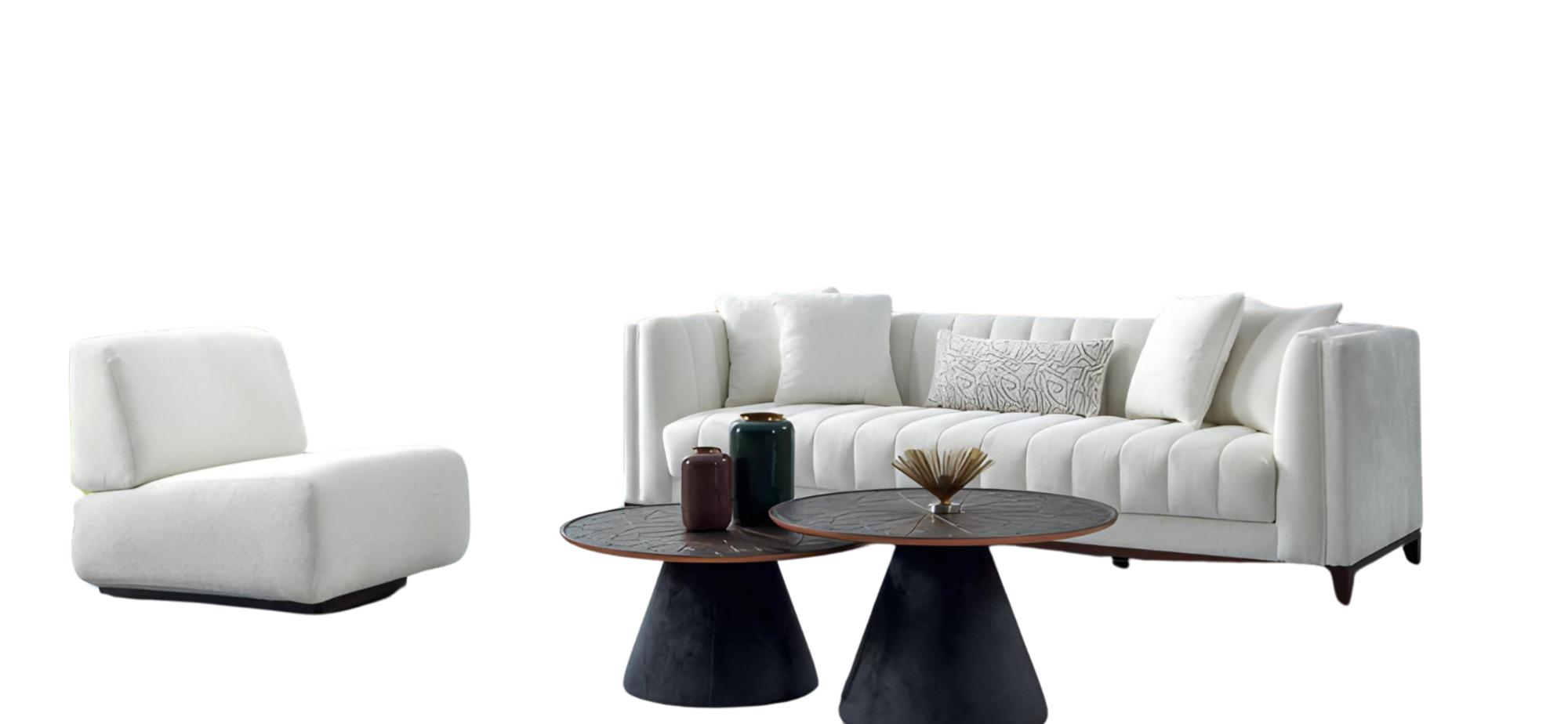 Luxus Wohnzimmer Komplett Weiß Dreisitzer Sofa Sofagarnitur Sessel Set
