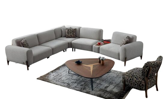 Eckgarnitur Sofa Couch Wohnlandschaft Wohnzimmer Möbel Einrichtung 2tlg Sessel