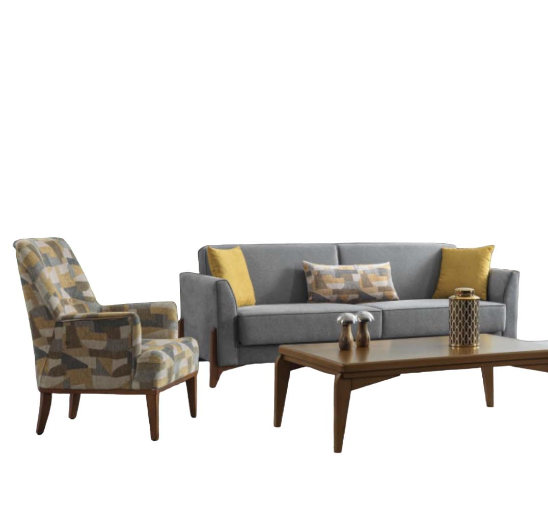 Sofa 3 Sitzer Polstersofa Grau Sessel Textil Sitz Design Couch Sofas Modern