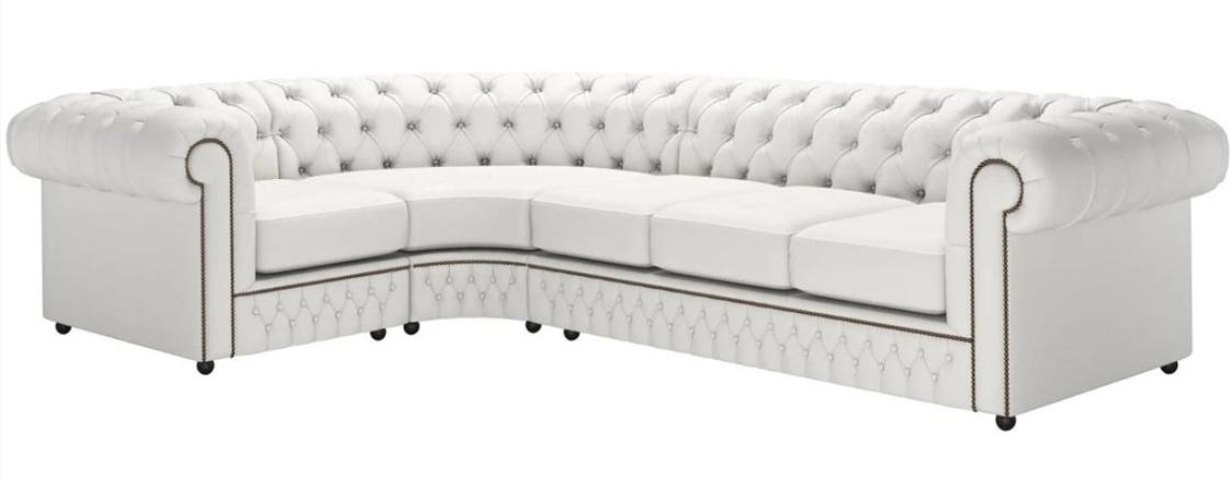 Weiß Ecksofa Chesterfield Wohnzimmer Modern Design Leder Möbel Neu Sofa Leder