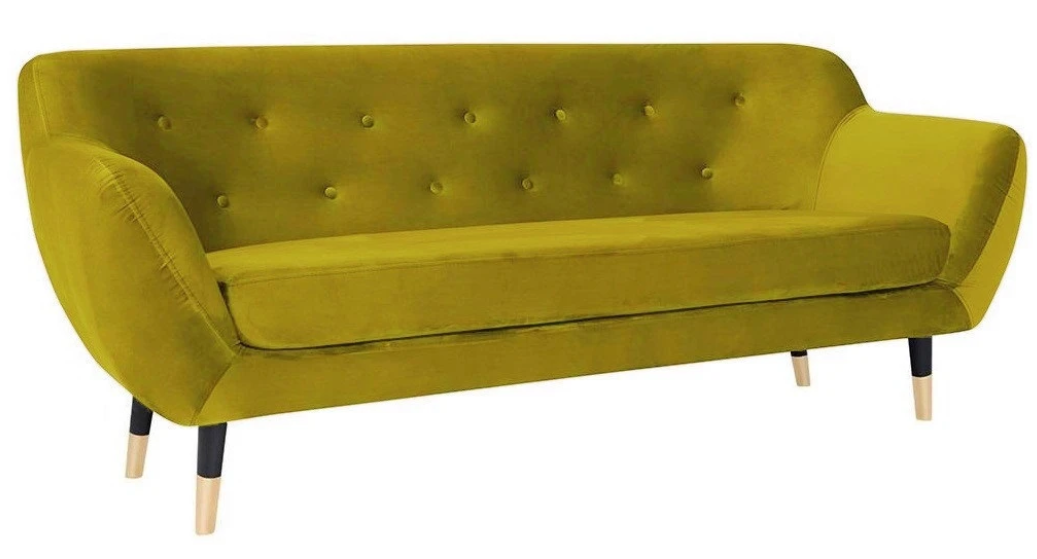 Gelbe Dreisitzer Sofa Stoff Wohnzimmer Design Couchen Polster Sofas Chesterfield