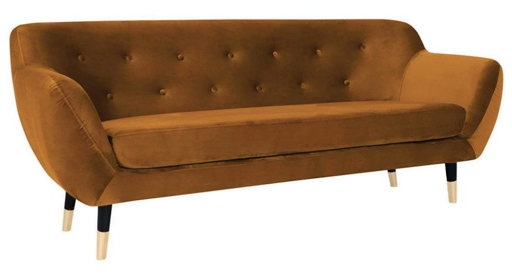 Sofa Orange Stoff Wohnzimmer Sofas Chesterfield Dreisitzer Design Couch Polster