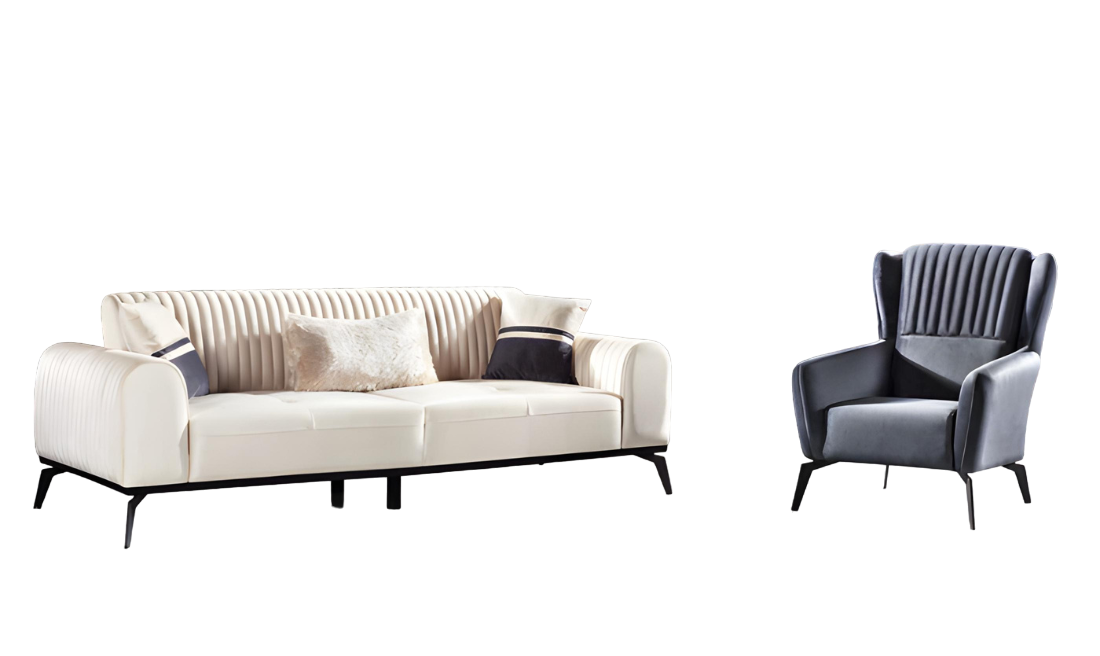 Wohnzimmer-Set 2tlg 3-Sitzer Sofa Sessel Sofagarnitur Möbel Modern 3+1