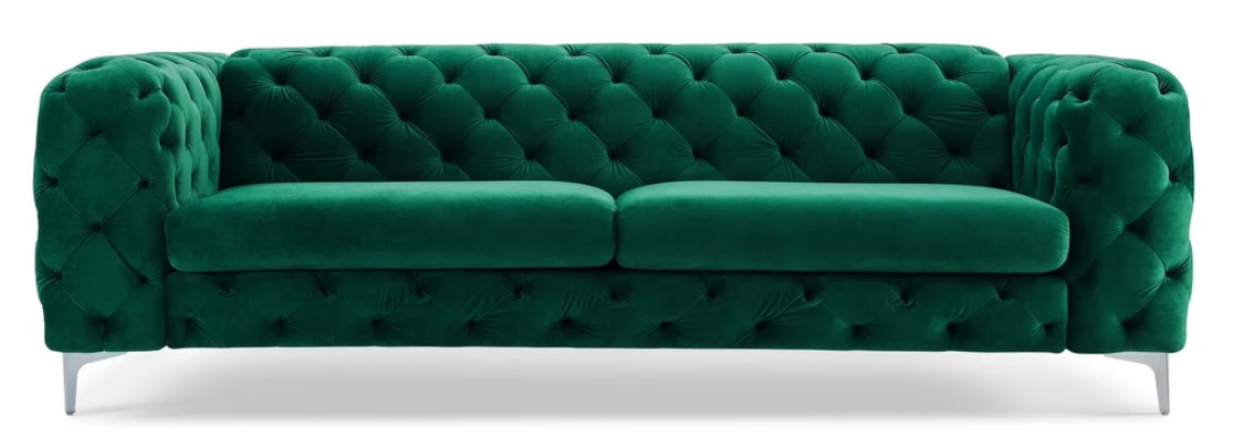Dreisitzer Grün Chesterfield Sofa Samt Möbel Textil Stoff Wohnzimmer Couch Neu