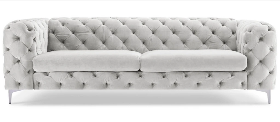 Grau Chesterfield Sofa Dreisitzer Original Möbel Textil Stoff Wohnzimmer 230cm