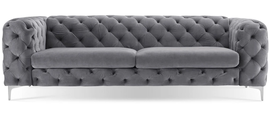 Chesterfield Sofa Dreisitzer Grau Kreative Möbel Textil Stoff Wohnzimmer Modern