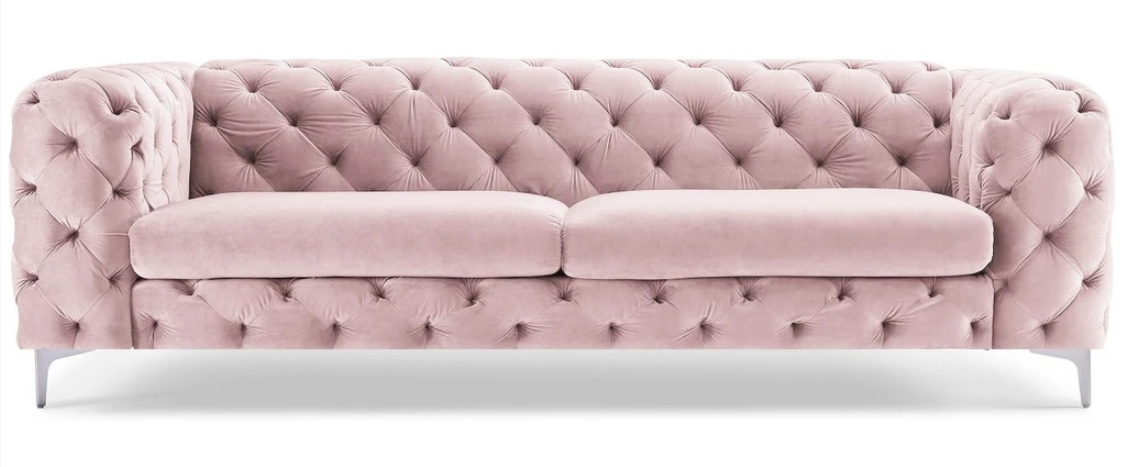 Chesterfield Sofa Dreisitzer Rosa Couchen Möbel Textil Wohnzimmer Couch Samt Neu