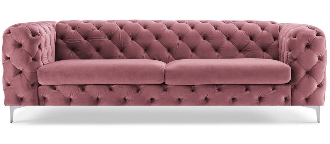 Dreisitzer Rosa Chesterfield Sofa Textil Stoff Wohnzimmer Modern Kreative Möbel