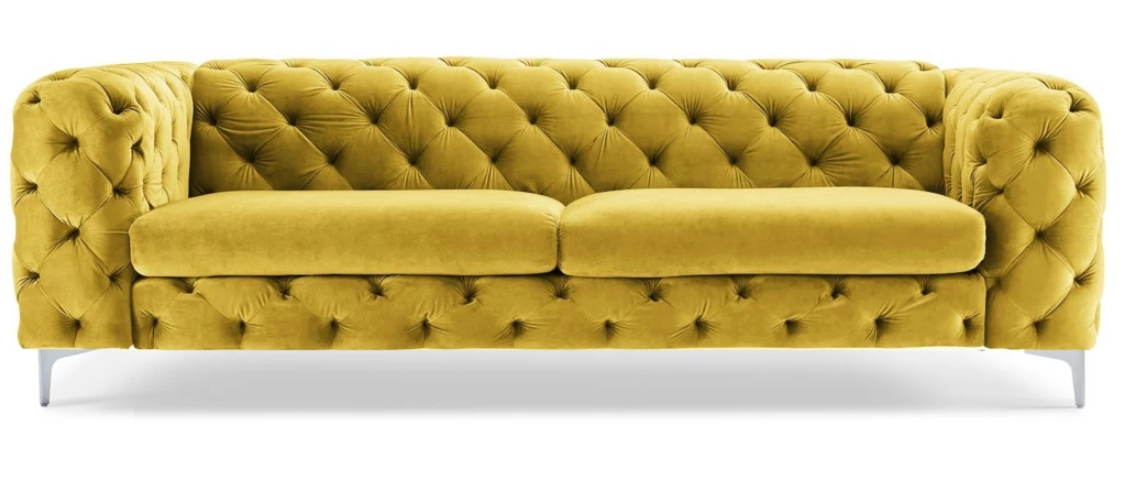 Dreisitzer Gelb Chesterfield Sofa Luxus Möbel Textil Stoff Wohnzimmer Modern Neu
