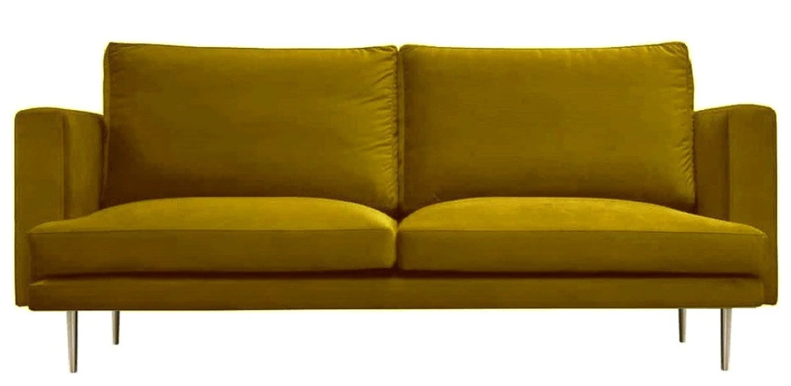 Italienische Möbel Dreisitzer Modern Design Couchen Sofa Textil Samt Gelb Stoff