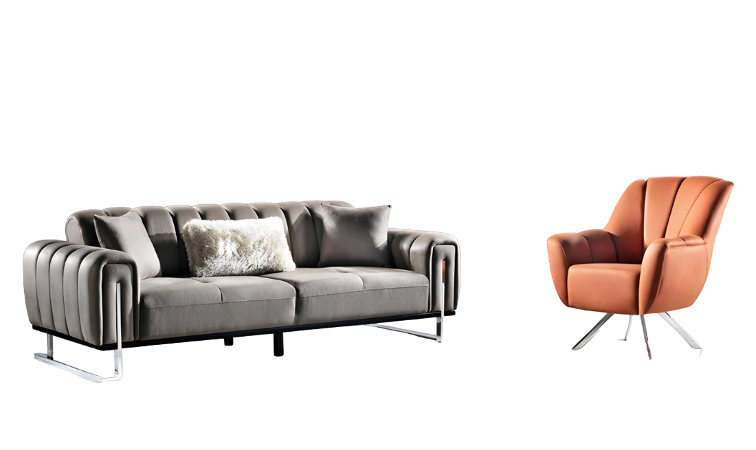 Modern Wohnzimmer Set Sofa 3 Sitzer Sessel Textil Sessel Wohnzimmer Neu