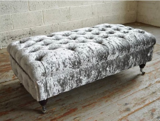 Chesterfield Textil Hocker XXL Big Fußhocker Polster Sofas Bank Luxus Stoff