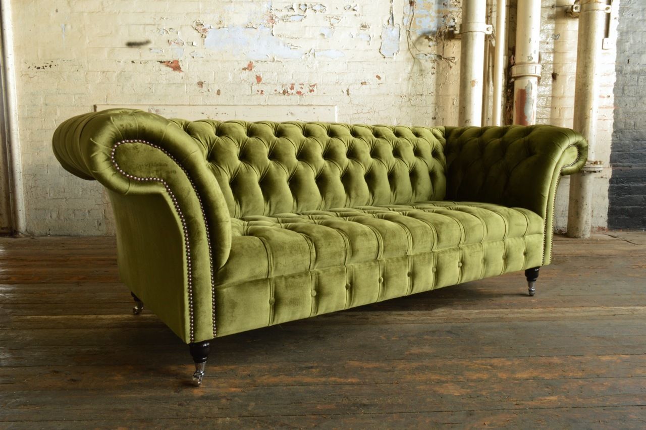 Chesterfield Design Luxus Polster Sofa Couch Sitz Garnitur Leder Textil Neu #183