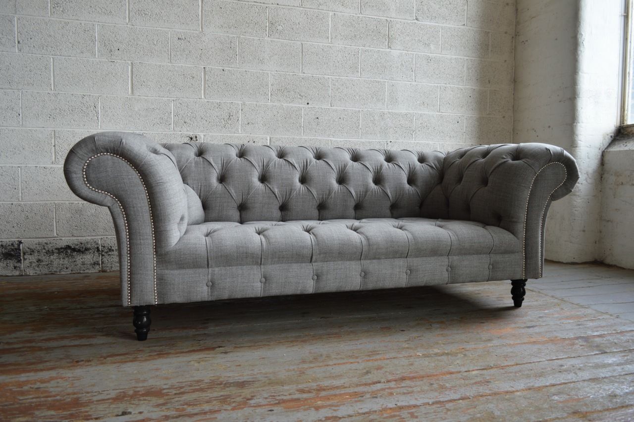 Chesterfield Design Luxus Polster Sofa Couch Sitz Garnitur Leder Textil Neu #092