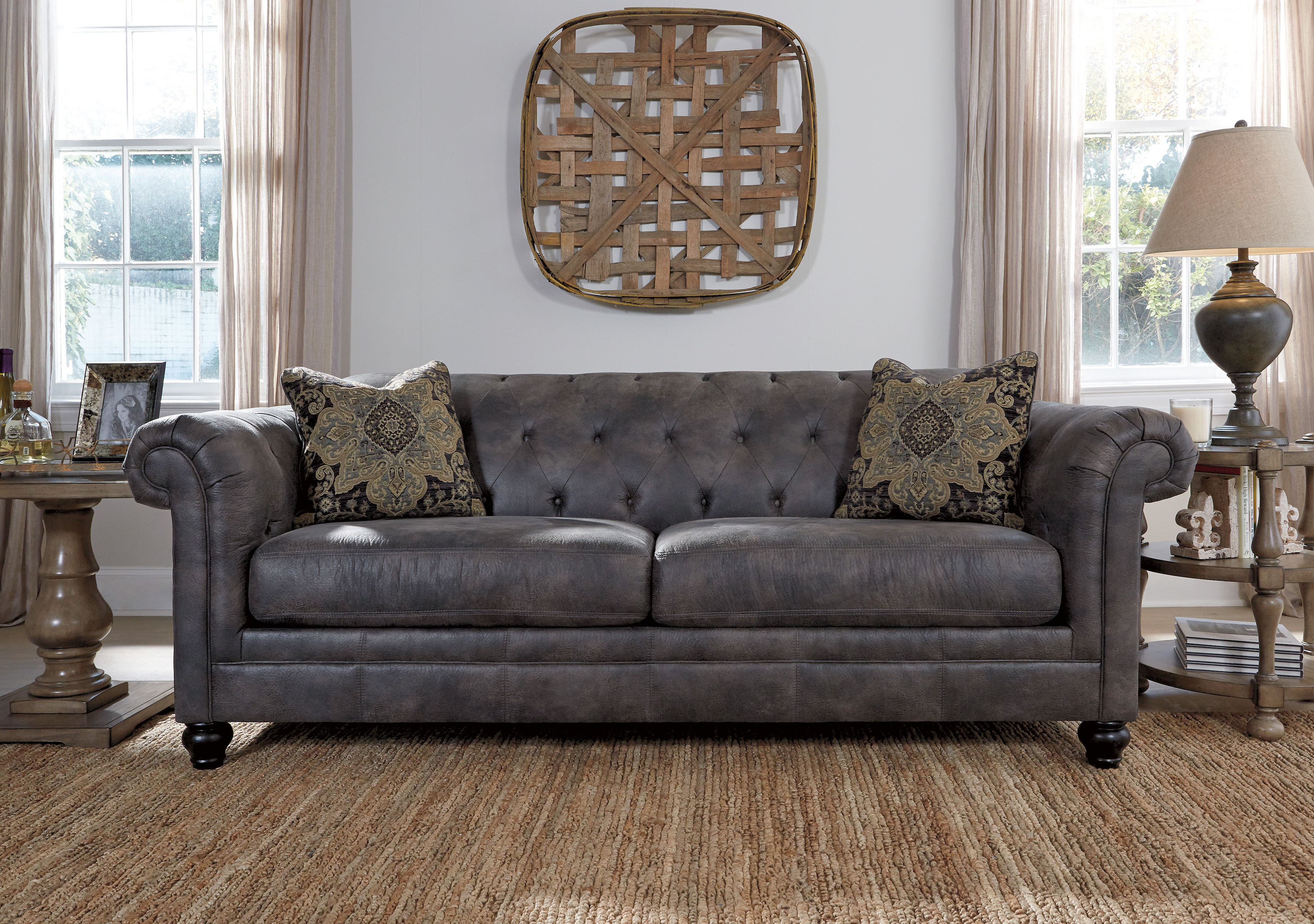 Chesterfield Design Luxus Polster Sofa Couch Sitz Garnitur Leder Textil Neu #262