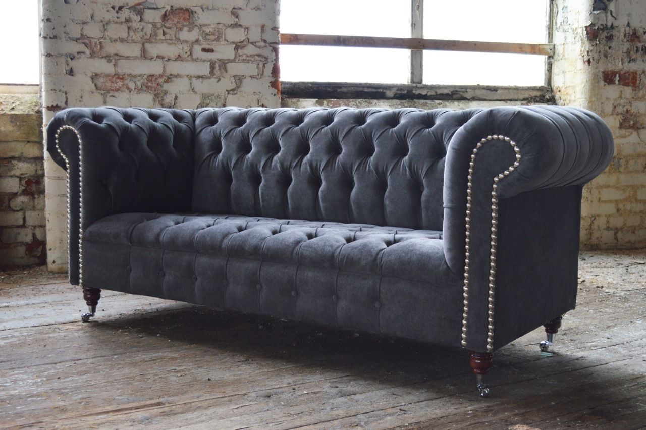 Chesterfield Design Luxus Polster Sofa Couch Sitz Garnitur Leder Textil Neu #177