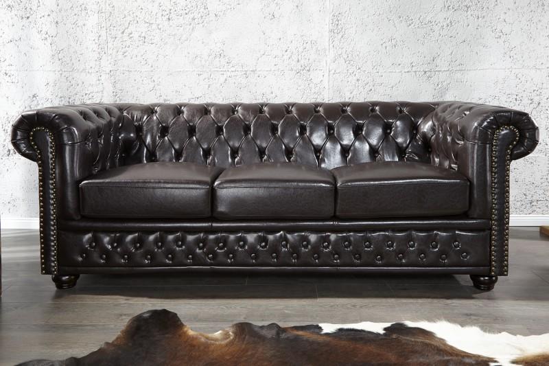 Chesterfield Design Luxus Polster Sofa Couch Sitz Garnitur Leder Textil Neu #255