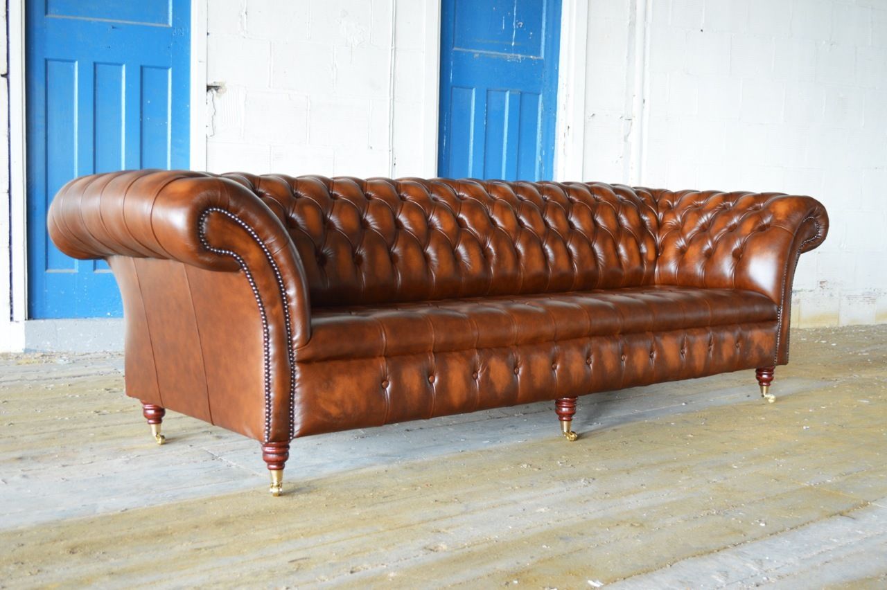 Chesterfield Design Luxus Polster Sofa Couch Sitz Garnitur Leder Textil Neu y1