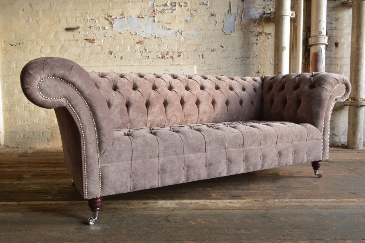Chesterfield Design Luxus Polster Sofa Couch Sitz Garnitur Leder Textil Neu #144