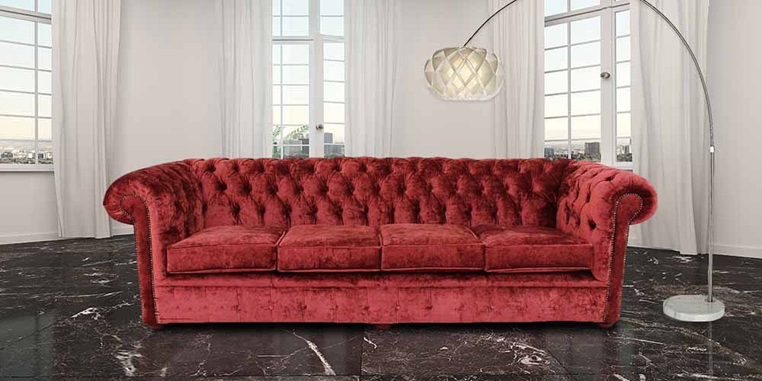 Chesterfield Couch Polster Sofas Klassischer Textil Schaffhau 4 Sitzer - 217