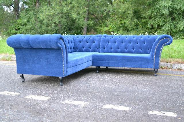 Chesterfield Ecksofa Eckcouch Polster Sitz Stoff Garnitur Wohnlandschaft Sofas