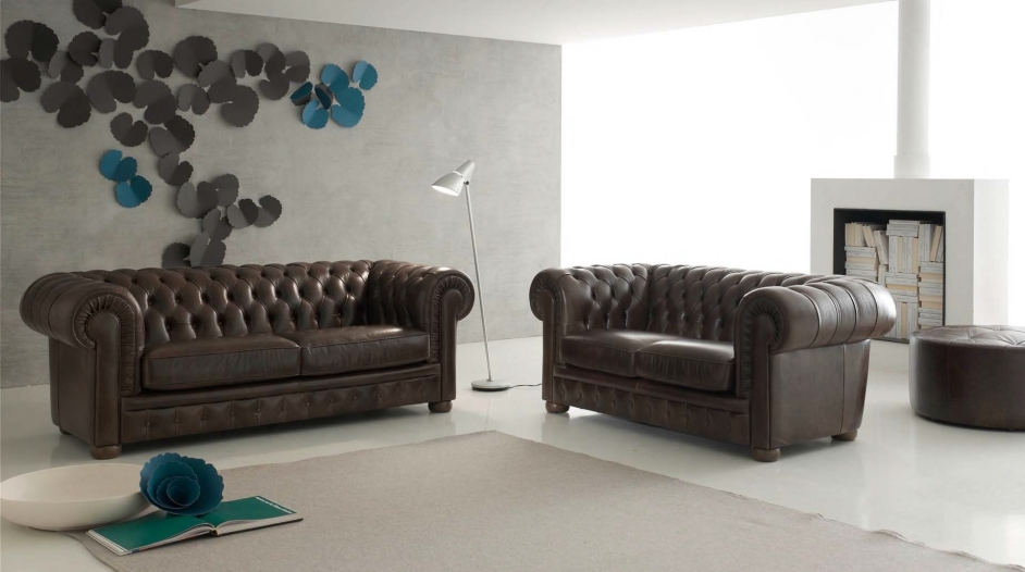 Sofagarnitur Chesterfield 3+2 Sitzer Sofa Couch Polster Leder Schaffhausen Neu
