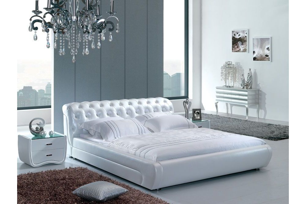 XXL Chesterfield Lederbett Bett Betten Leder Leder Polster Ehe Designer Neu 4787