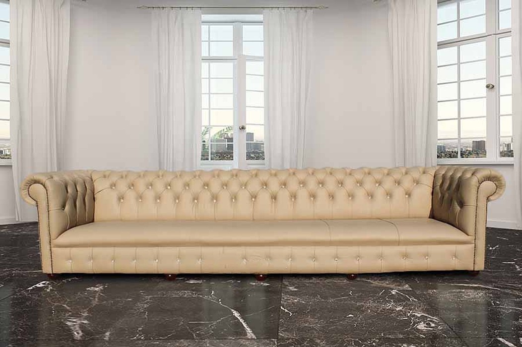 Chesterfield Sofa Spezial Anfertigung 300cm Lang für Hotel Disko Gewerbe Villa