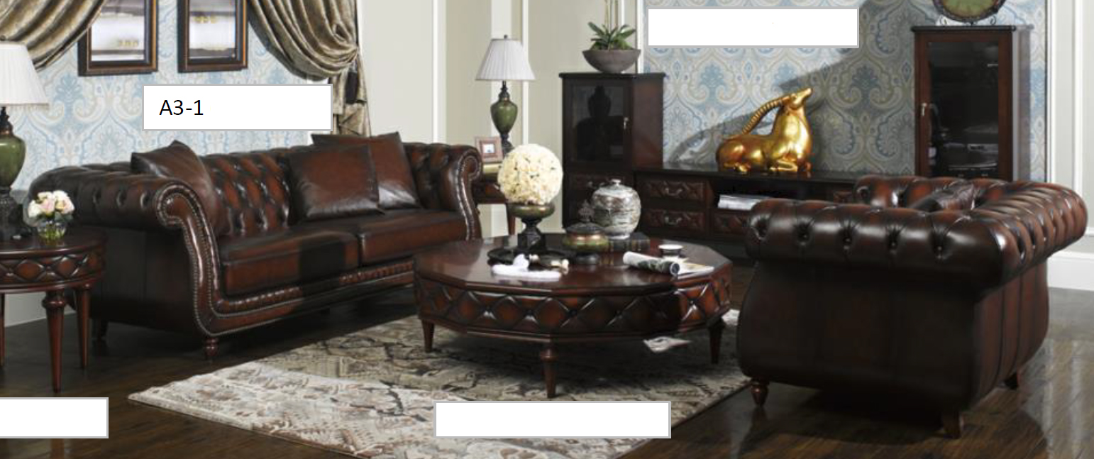 Klassische Polster Couch Chesterfield 3 Sitzer Garnitur 100% Echtes Leder A3